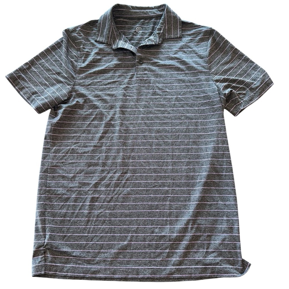 Men’s C9 By Champion Gray Purple Striped Short Sleeve Golf Polo M